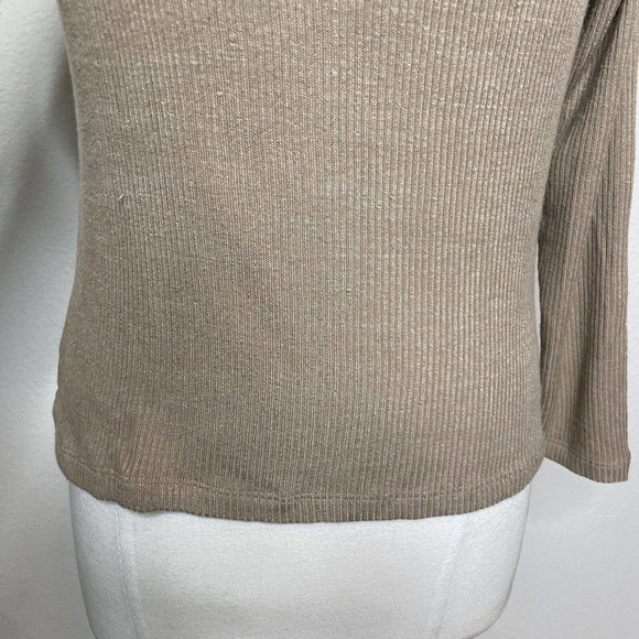 LNA Clyde Slub Sweater with Collar Cut Out in Heather Taupe M NWT - Picture 4 of 9